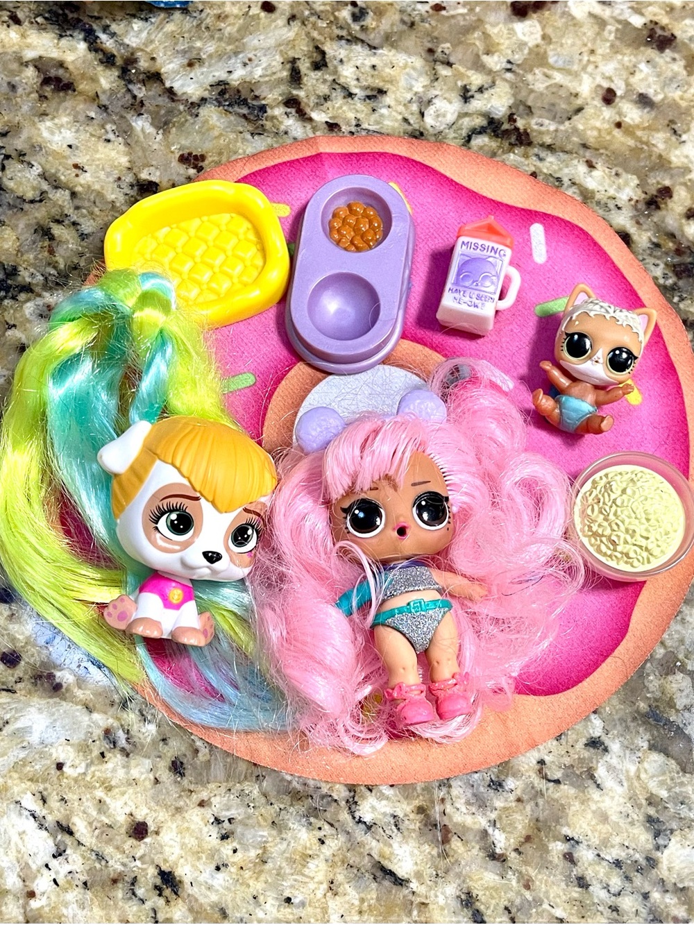 L.O.L. Surprise! Pink-Haired Doll with Neon Green & Aqua Pet Figures